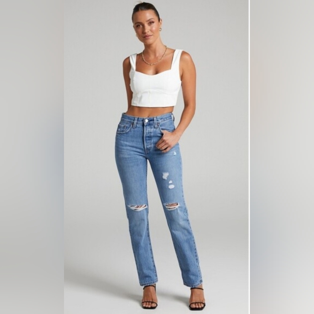 Levi's Light Wash Straight Leg Ripped Jeans